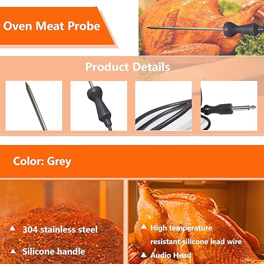 Wolf Oven Temperature Probe 318601302 26in Food-Grade Silicore Wire & 304 Stainless Steel, High Accuracy +/-0.05% Genuine Replacement for Model 5304503737