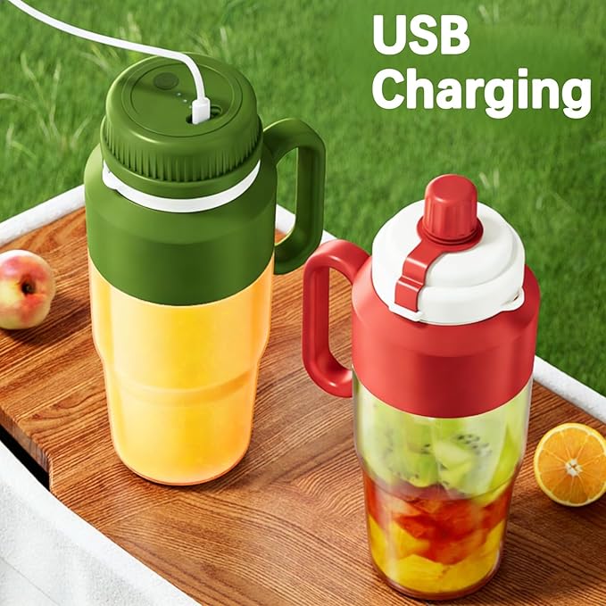 Portable Blender for Smoothies – Personal Blender & Juicer with 38-Blade Stainless Steel, USB Rechargeable Cordless for Home/Office/Gym (green)