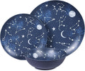 12 Piece Melamine Dinnerware Sets for 4 - Starry Pattern Camping Dishes Set for Indoor and Outdoor Use, Dishwasher Safe Plates and Bowls Sets, Dark Blue | Plates and Bowls Set Service for 4,Camping Dishes Set for Indoor Dining, Picnics, and Entertainin...