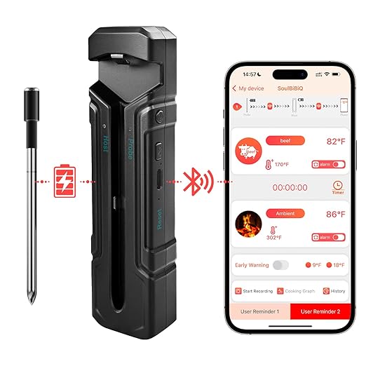 Digital Meat Thermometer, Food Thermometer for Cooking and Baking, Instant Digital Waterproof Meat Thermometer for Grill, Wireless Thermometer for Kitchen Cooking Food