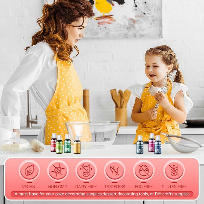 Gel Food Coloring Set - Pandalab 16 Colors x 0.7 oz Highly Concentrated Food Grade Cake Coloring, Vibrant Edible Gel Dye for Baking, Decorating Icing, Frosting, Fondant, Cookies, Macarons, DIY Crafts, 20ml/Bottle