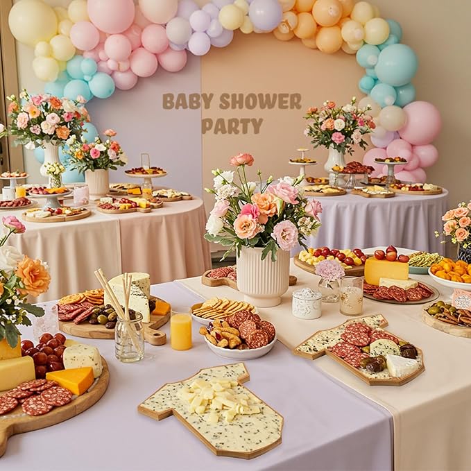 Ziliny 12 Set Baby Shower Gifts for Guest Prizes Clothing Shaped Mini Charcuterie Board Small Cheese Cutting Board Set with Knives Forks Baby Shower Party Favor Thank You Return Gifts (Bamboo Color)