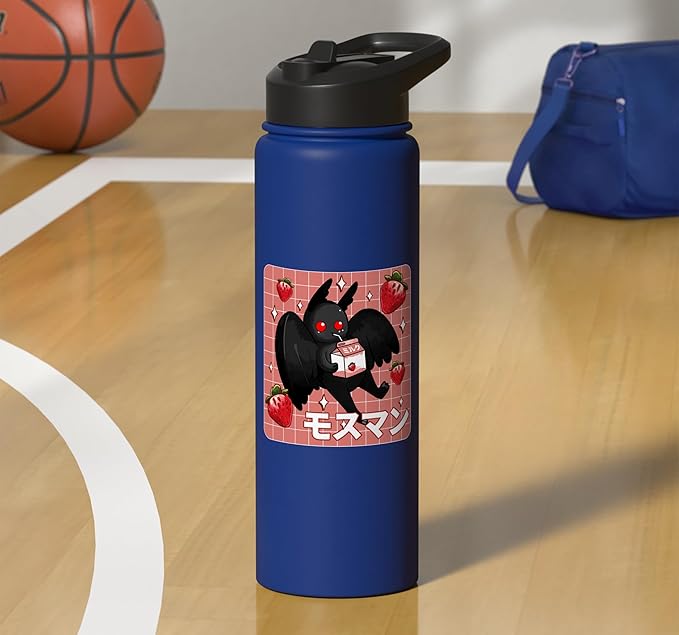 Cryptid Mothman Lover Kawaii Strawberry Milk Shake Carton Stainless Steel Insulated Water Bottle