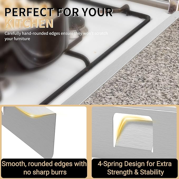Stove Gap Covers 316 Stainless Steel,Stove Gap Filler,Heat-Resistant Oven Side Gap Filler,Between Stove and Counter Slide In Range Trim Kit for Kitchen,2 Pack (23.2” Silver)