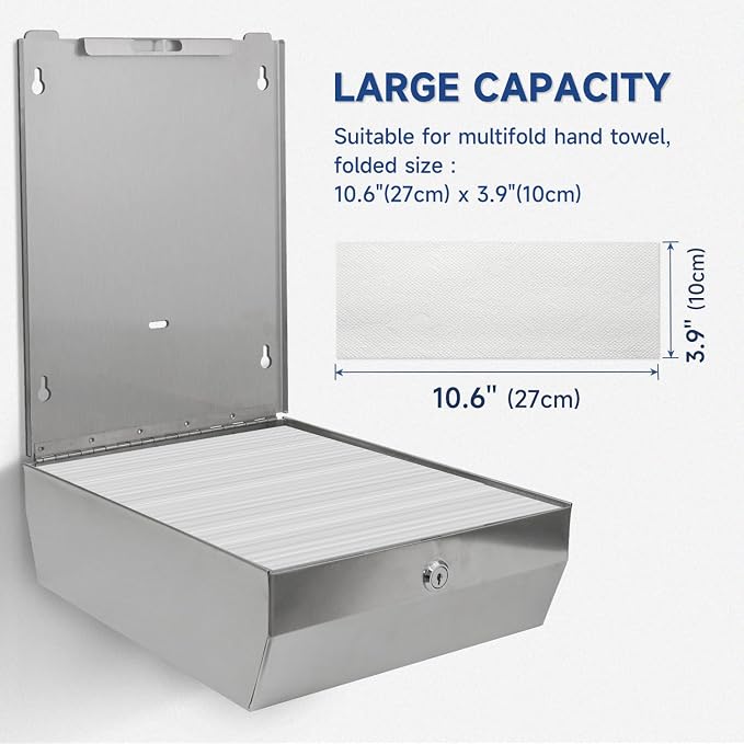 AIKE Automatic Commercial Soap Dispenser and Wall Mount Paper Towel Dispenser Bundle, Model AK1216_Silver_5181_Brushed