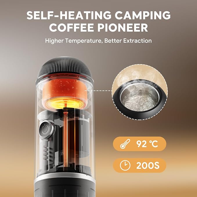 Portable Electric Espresso Coffee Maker for Ground Coffee & NS Capsule Fast Self-Heating Technology‌ with USB-C Perfect for RV, Hiking, Camping, Office & On-the-Go Lifestyles, Christmas Gift for Men