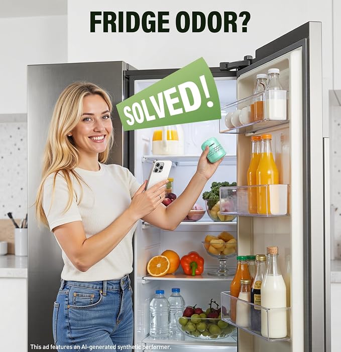 Refrigerator Deodorizer - Long Lasting Fridge Odor Eliminator and Smell Absorber, No Need Baking Soda Replacement, Works as Freezer Freshener & Organizer Accessory Green