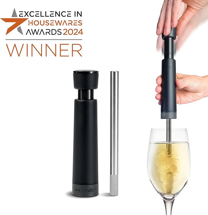 Airtender Stainless Steel Wine Aerator - Decant by The Glass in Seconds - Upgrade Your Wine - Gift Box