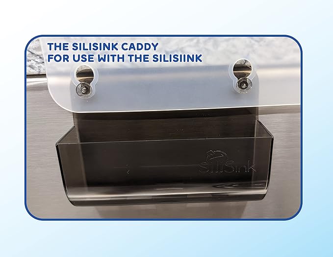 SiliSink Sponge Caddy for Kitchen Counter - ADD ON for Silisink Silicone Sink Protector - Dish Sponge Holder for Sink (Dark Gray PolyPropylene)