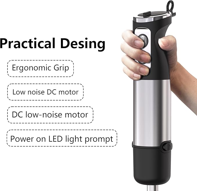 Immersion Blender Handheld, 3 in 1 Hand Mixer Electric for Kitchen, Corded Stick Blender with Whisk and Milk Frother for Baby Food, Smoothie, Puree, Soup, Sauces