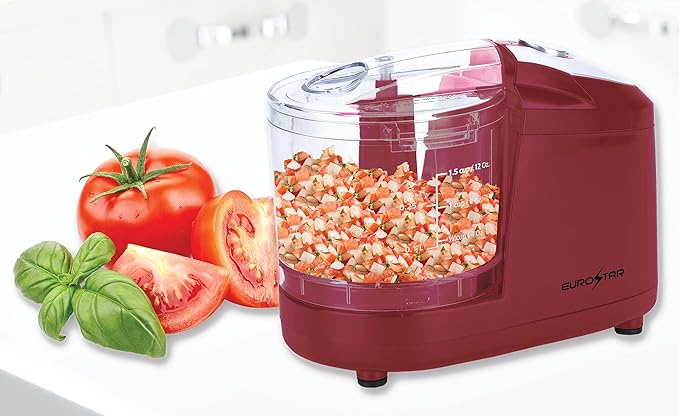 EUROSTAR EC501R 1.5 Cup One Touch Electric Mini Food Chopper, Red