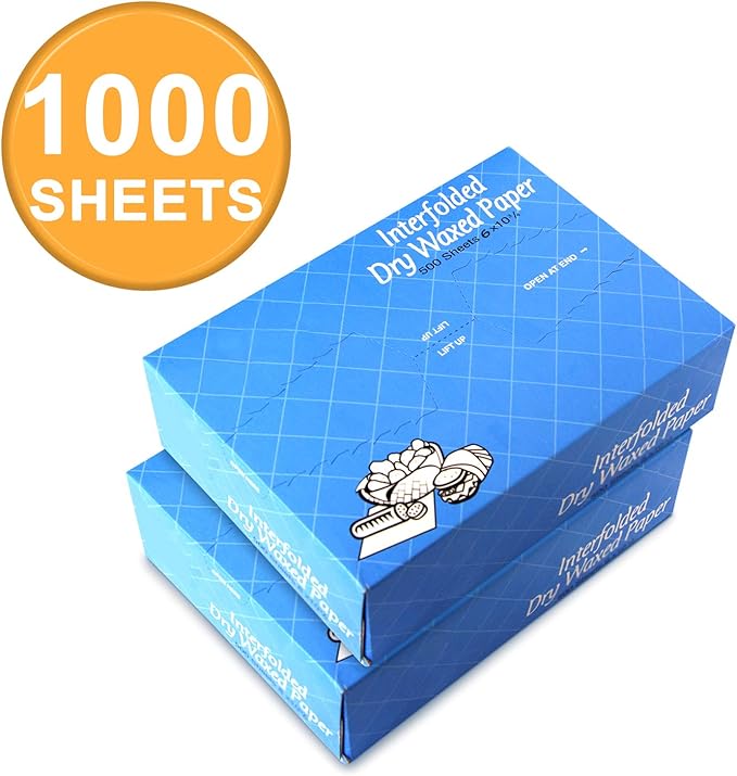 Fit Meal Prep 1000 Sheets 6 x 10.75” Dry Wax Paper Sheets for Food, Greaseproof Sandwich Wrapping, Interfolded Deli Wax Paper for Fries, Burgers, Food Basket, Made in USA
