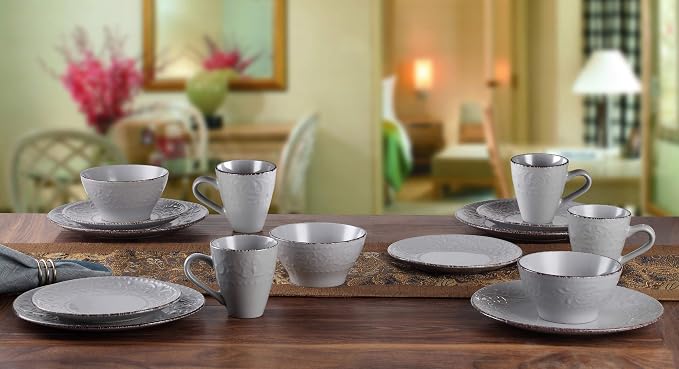 Lorren Home Trends LH527 Dinnerware Set for Entertaining, One Size, Gray
