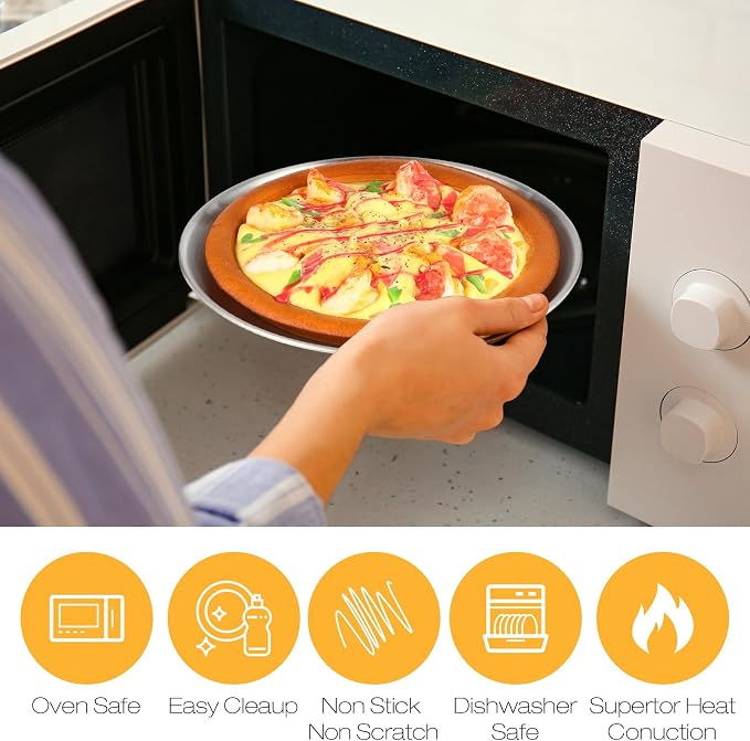 Thenshop 6 Pieces 12 Inch Pizza Pans Bulk Stainless Steel Sets Round Bakeware Pizza Trays for Oven Kitchen Baking Home Restaurant Safe Sturdy Reusable Easy Clean (Silver)