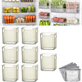 Crystal Clear Freezer Storage Bins - 4 Pack Stackable Freezer Organizer Bins, Clear Plastic Kitchen Cabinet Organizer for Meat, Veggies & Fruit (Green, 8pcs-S)