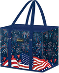 BALEINE 1Pk Reusable Grocery Bags, Foldable Shopping Bags for Groceries with Reinforced Bottom & Handles (Freedom Celebration)
