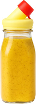 kitchentoolz Salad Dressing Shaker Bottle – 12oz Carafe Glass Bottle with Silicone Pour Spout and Tamper-Proof Lid for Sauces and Marinades - Salad Dressing Dispenser Container