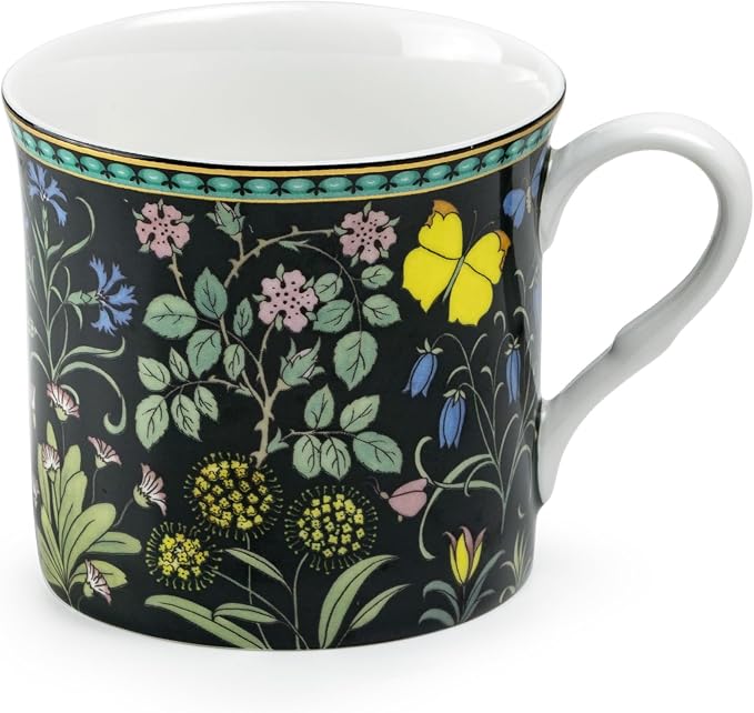 Grace Teaware Bone China Morris English Heritage Floral Coffee Tea Mugs 10-Ounce (4 Assorted Patterns) (Set of 4), Multicolor