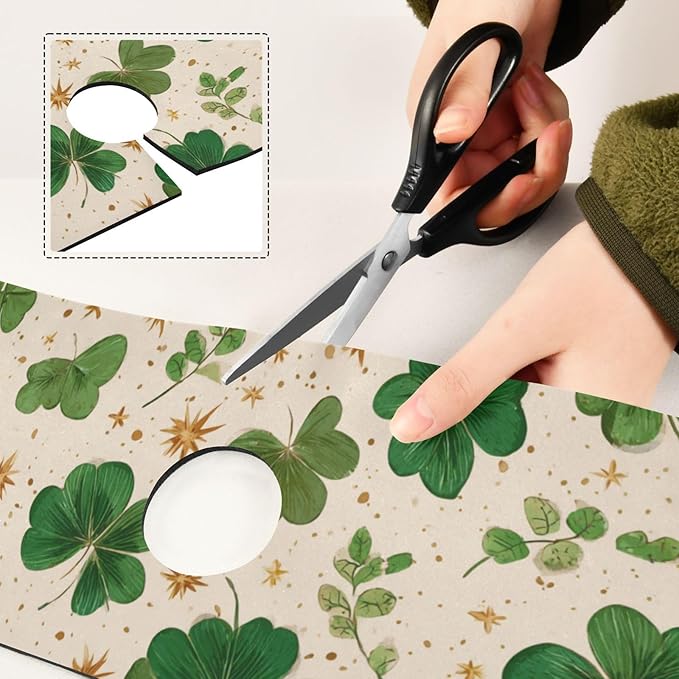 Kitchen Sink Splash Guard 1 PC 14.7 Inch Sink Faucet Mat Splash Guard for Bathroom Countertop Water Absorbent Foldable Cuttable Soft Washable Green Clovers and Gold Stars