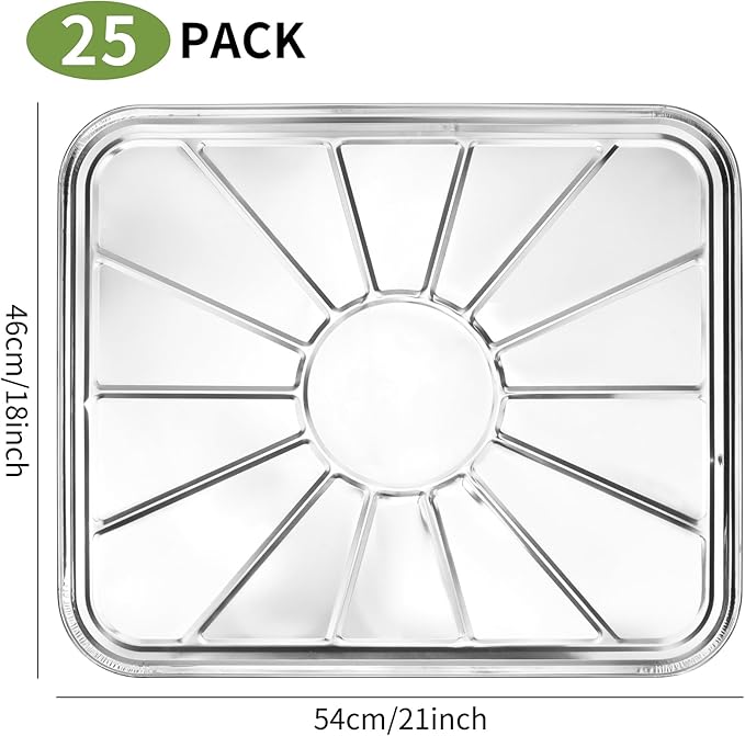 25 Pack Disposable Foil Oven Liners, 21 x 18 Inch Aluminum Foil Liners for Electric Oven & Gas Oven, Extra Large Oven Drip Pan Tray for Baking, Roasting, Grilling & Cooking