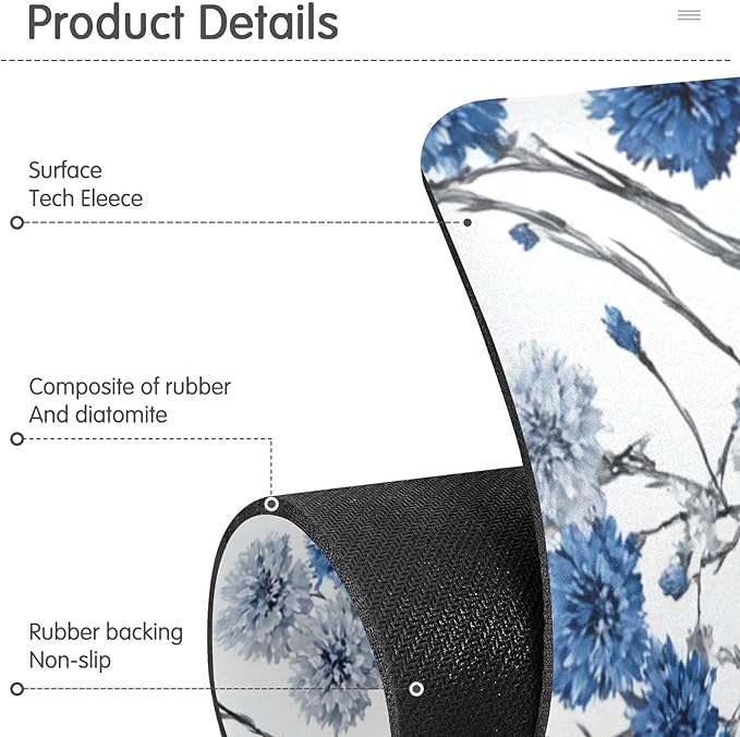 Kitchen Sink Splash Guard 1 PC 30 Inch Sink Faucet Mat Splash Guard for Bathroom Countertop Water Absorbent Foldable Cuttable Soft Washable Chinese Style Cornflower