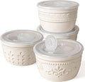 Artena Ramekins with Lids, Creme Brulee Ramekins Oven Safe, Ceramic Pudding Cups, Souffle Cups, Custard Cups, Dipping Sauce Cups, Food Storage Containers with Lids, Set of 4 (8 oz, Multiple Patterns)