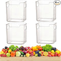 2/4/6/8 Pcs Crystal Clear Freezer Storage Bins, Freezer Organizer Bins, Clear Plastic Bins, Stackable Kitchen Cabinet Organizer with Handles for Frozen Food, Meat & Veggies (4, Transparent, S)