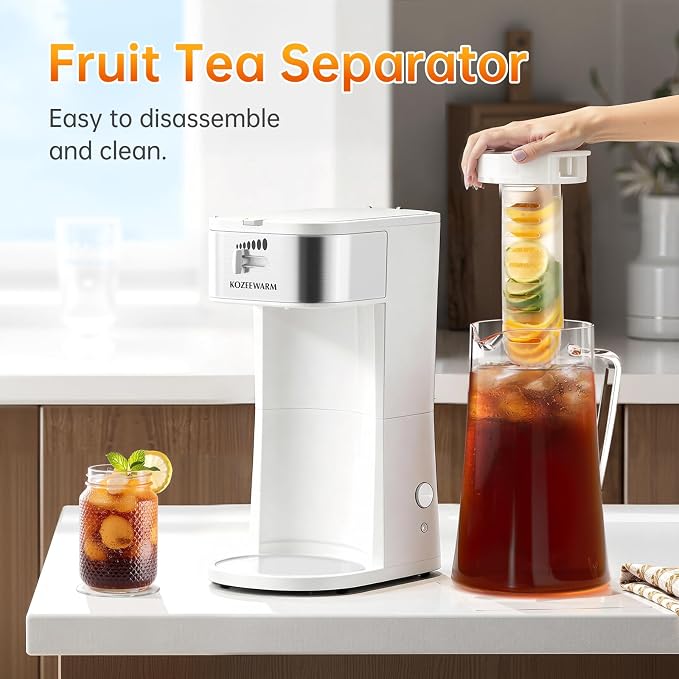 Iced Coffee Tea Maker With Reusable Filter Basket 3 QT Pitcher Iced Tea And Coffee Machine, Tea Makers For Iced Tea, Lattes, Lemonade And Flavored Water (3QT 2)
