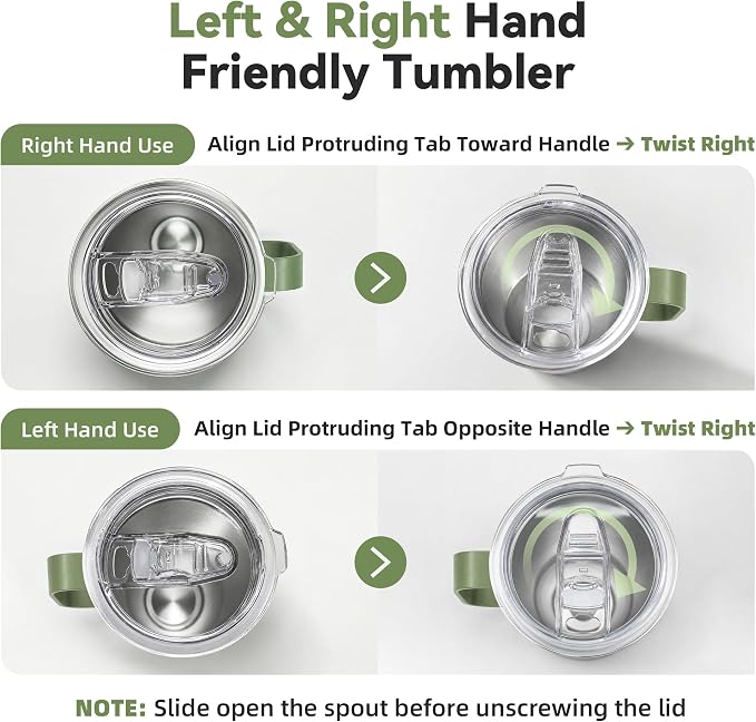30 oz Tumbler with Handle and Lid, Stainless Steel Tumblers Double Wall Vacuum Insulated Travel Mug Leak Proof Cup Keep Drinks Cold and Hot Army Green, 1 Pack