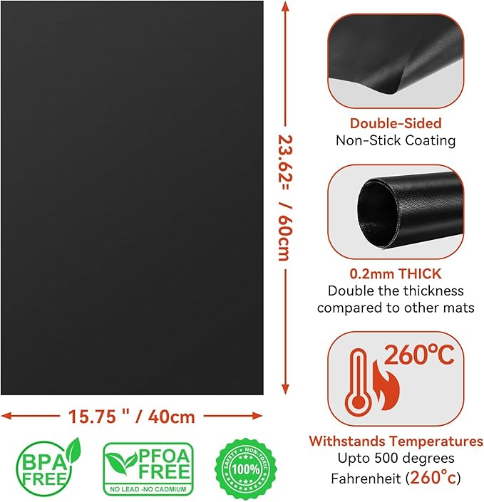 4Pack Oven Liners Teflon Oven Mat + Pastry Mat for Rolling Dough
