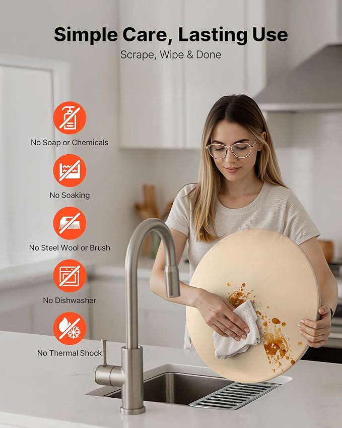 VEVOR Pizza Stone, 16 in Round Pizza Stone, 0.67" Thick Extra Large Baking-Stone with Rack Stand, 1450℉ Heat-Resistant Cooking Stones, for Kitchen Oven, Baking Pizzas, BBQ Grill