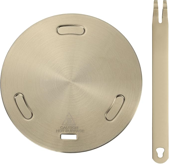 uxcell Heat Diffuser Plate for Gas Stove 6.3 Inch Round Heat Conduction Induction Adapter Plate with Removable Handle Cookware Protector for Cookware Heat Cooking Unfreeze, Rose Gold