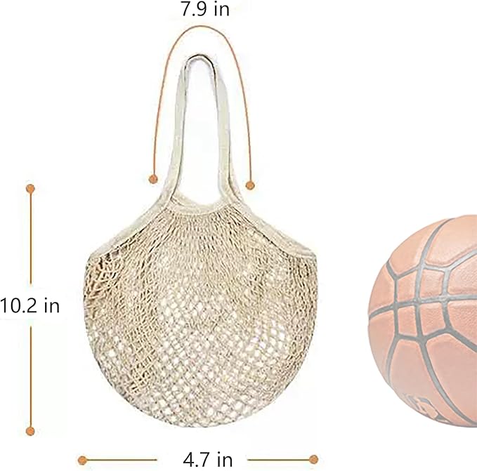 FixtureDisplays® 3 PK Reusable Cotton Mesh Grocery Bags, Lightweight Washable String Bags for Shopping, Fruits, Beach & Daily Use 22049-3PK-1D