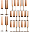 24 Pack Acrylic Amber Champagne Glasses Dark Orange Wine Glasses Terracotta Champagne Flutes Champagne Flutes Goblets for Wedding Reception Cocktail Cups Wedding Toasting Glasses Terracotta Decor