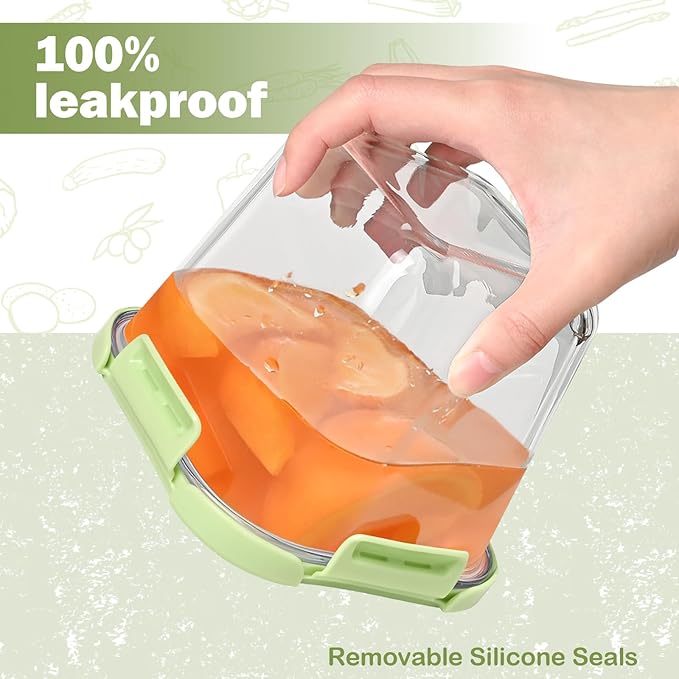 Borosilicate Glass Soup Containers with Lids, 4 Cup/32 oz, 6 Pack | Microwave Dishwasher Oven Freezer Safe | Airtight Leak Proof | Food Grade | Square Soup Meal Prep | Lunch | Food Storage Set