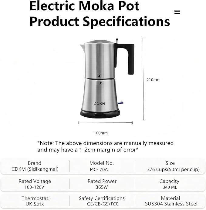 Automatic mocha coffee pot,moka pot stainless steel,One-touch Electric Coffee Maker,3-6 Cups 340ml Italian espresso machine, Anti-scalding, Automatic power-off,Gift Idea,Safety