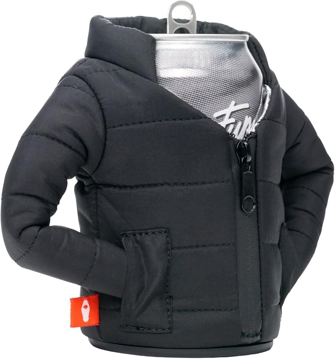 Puffin - The Puffy Jacket - Insulated 12 oz Can Cooler I Beer Bottle & Soda Can Insulator, Keep Drinks and Beverages Cold - Black