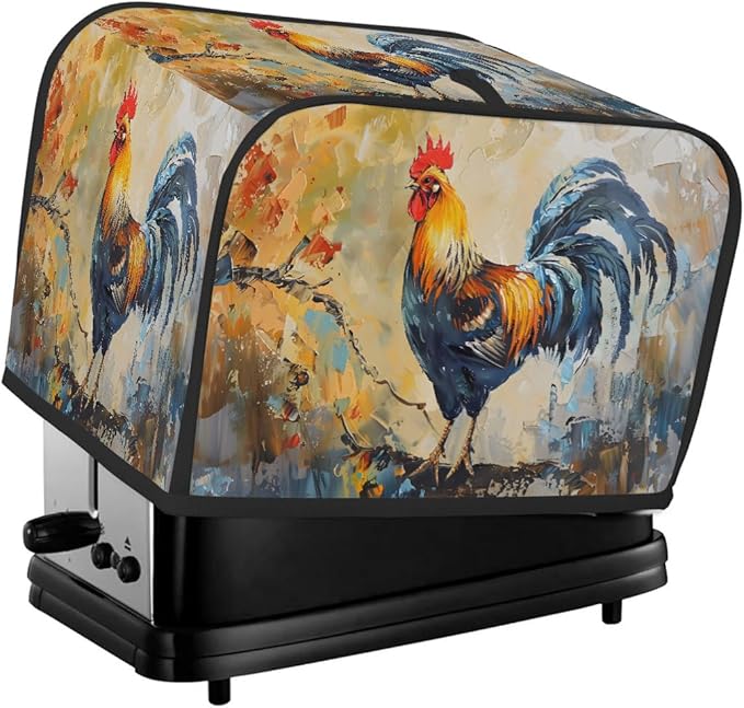Animals Rooster Retro Vintage 2 Slice Toaster Cover Dust And Fingerprint Bread Maker Cover Bakeware Protector Washable Appliance Covers Kitchen Accessories For Home Kitchen Women Gift