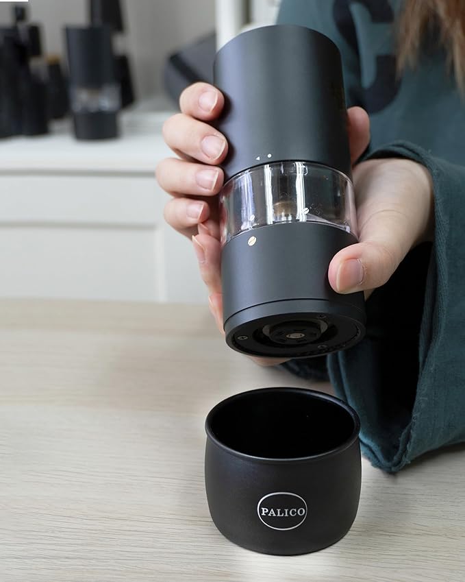 PALICO GrindTech STD - Portable Rechargeable Electric Coffee Grinder, Cordless Charging Base with Type C, 20 grind size SUS Conical Burr, for Home/Office/Travel/Camping