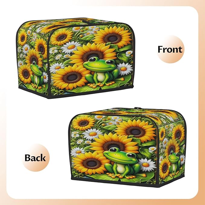 Sunflower Frog Color 2 Slice Toaster Cover Dust And Fingerprint Bread Maker Cover Bakeware Protector Washable Appliance Covers Kitchen Accessories For Home Kitchen Women Gift