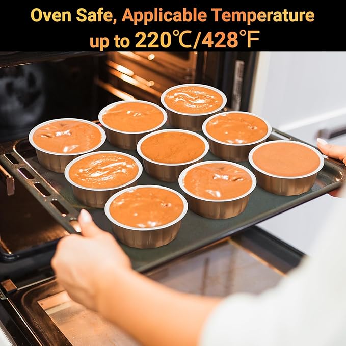 Beasea Aluminum Ramekins, 8oz 200 Pack Disposable Ramekins Foil Cups Baking 3.9" Ramekin Cup Cupcake Aluminum Mini Baking Cups for Party - Rose Gold