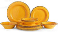 LEHAHA Melamine Dinnerware Sets, Outdoor Use Harvest Dinner Plates and Bowls Sets, Great for RVs Camping, Light Weight and Unbreakable 12 Piece Dishes Dinnerware Set for 4, (Gold)