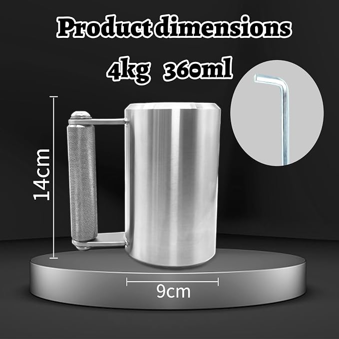 Heavy Mug,Weighted Mug 9LB/4KG,360ML Dumbbell Cup,Tainless Steel Cups,Overweight Dumbbell Fitness Sports Water Cup,Coffee Mug,Prank Gift