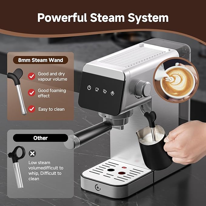 AMZCHEF Espresso Coffee Machine | 20 Bar Pressure System | LED Touch Screen | Compact Design Perfect for Home & Office | 40 oz Water Tank Visit the