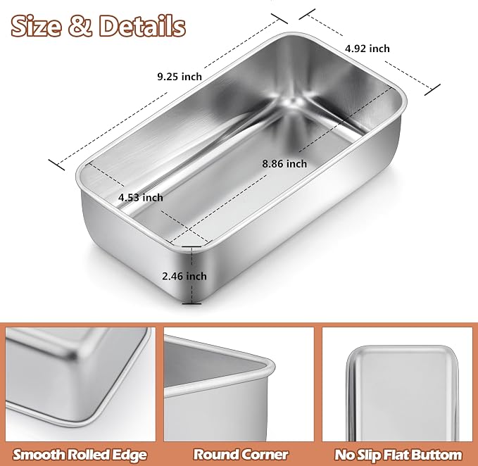 LIANYU 16 Pack 9x5 Inch Loaf Pans for Bread Baking, Stainless Steel Bread Baking Pans, Small Loaf Tins for Homemade Brownies and Pound Cakes, Dishwasher Safe