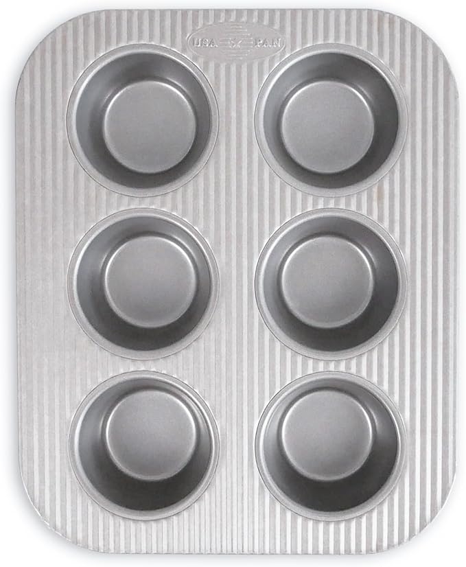 USA Pan Nonstick Toaster Oven 6 Cup Muffin Pan, Aluminized Steel (Pack of 6)
