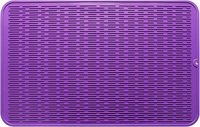 MicoYang Silicone Dish Drying Mat for Multiple Usage,Easy clean,Eco-friendly,Heat-resistant Silicone Mat for Kitchen Counter or Sink,Refrigerator or Drawer Liner Purple 3XL 28 inches x 18 inches