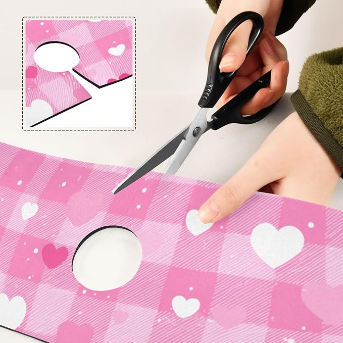 Kitchen Sink Splash Guard 2 PCS 14.7 Inch Sink Faucet Mat Splash Guard for Bathroom Countertop Water Absorbent Foldable Cuttable Soft Washable Plaid Checkered Pink White Hearts Dots