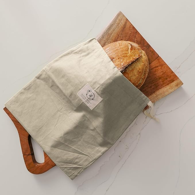 Bee’s Wrap Beeswax Bread Bag - 2 Bakery Lane Reusable Beeswax-Lined Bread Storage Bags - Breathable & Sustainable Homemade Bread Saver - Plastic Free Eco-Friendly Alternative