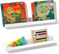 NiHome Magnetic White Acrylic Book Shelves 2-Pack, 17'' for Whiteboard, Classroom and Fridge Storage, Sleek Design for Large Picture Books and File Holders, Holds up to 8.5 lbs